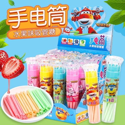 wepoker官网手电筒玩具糖吸管糖卡通发光玩具糖果儿童休闲零食糖玩批发